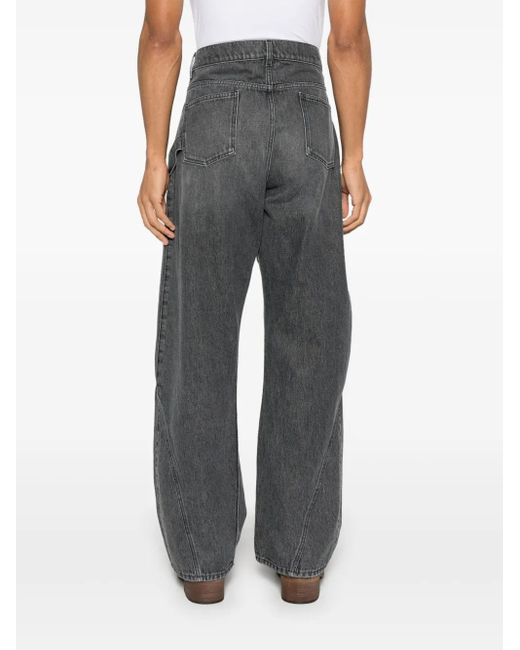 J.W. Anderson Gray Relaxed Fit Jeans With Diagonal Stitching And Embroidered Logo for men