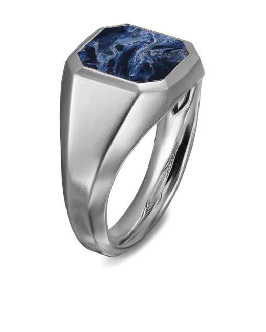 David Yurman Blue Sterling Streamline Pietersite Signet Ring for men