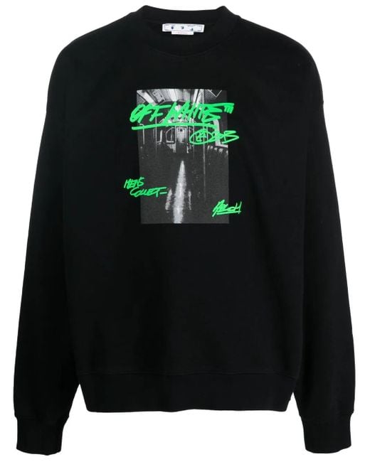 Off-White c/o Virgil Abloh Black Graphic-Print Cotton Sweatshirt for men