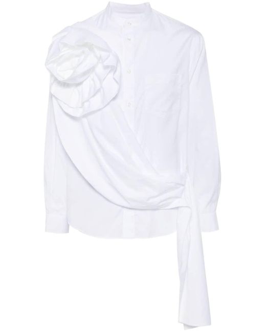 Simone Rocha White Rose And Sash-appliqué Poplin Shirt for men
