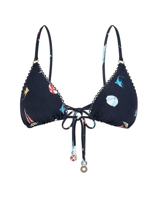 Seafolly Blue Slide Scallop-Trim Tri Bikini Top