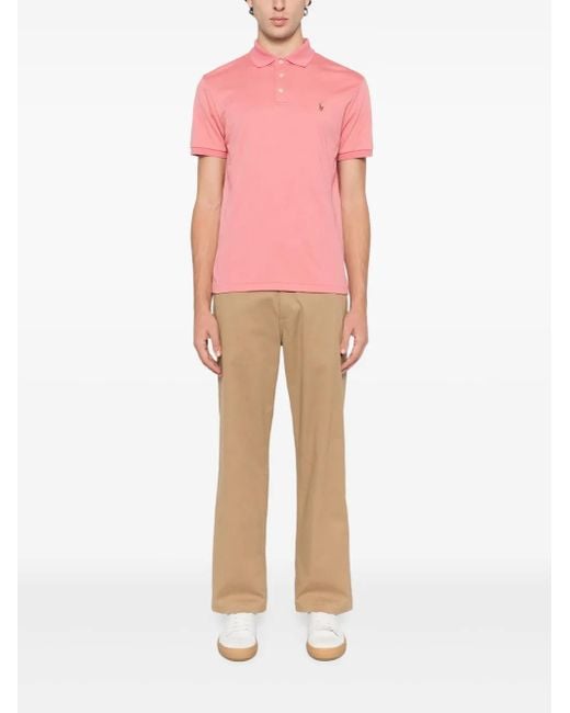 Polo Ralph Lauren Pink Embroidered-Logo Cotton Polo Shirt for men