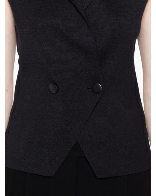 Giorgio Armani Black Double-Breasted Sleeveless Waistcoat