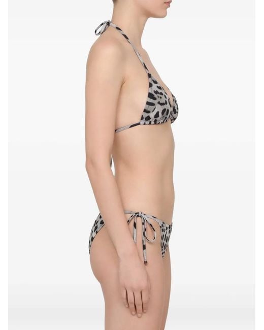 Dolce & Gabbana White Leopard-Print Bikini