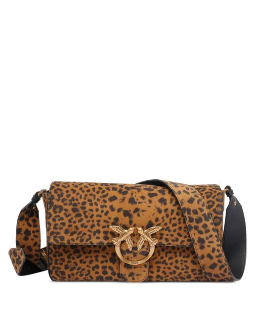 Pinko Brown Leopard-Print Tote Bag