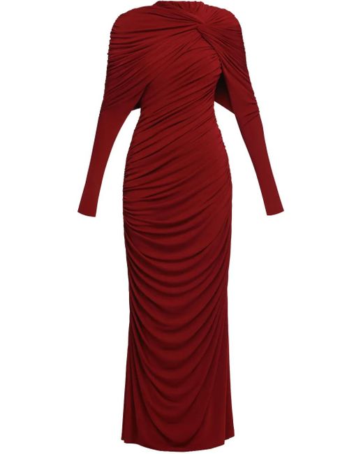 Robe Longue À Design Drapé Chats by C.Dam en coloris Red