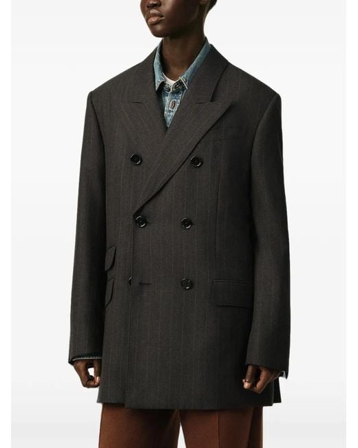 AMI Black Wool Double-Breasted Blazer Jacket