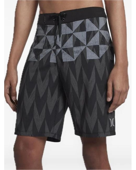 Hurley Black Phantom Bula Geometric-Print Shorts for men