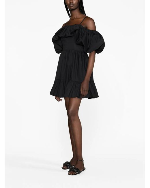 Ulla Johnson Black Lila Cold-Shoulder Minidress