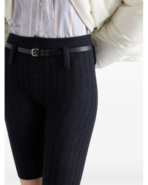 Prada Black Wool And Cashmere Short Leggings