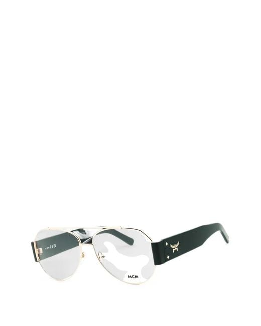 MCM White Pilot-Frame Glasses for men