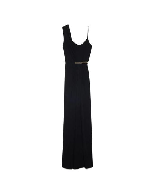 Tom Ford Black Asymmetric Belted Maxi Dress