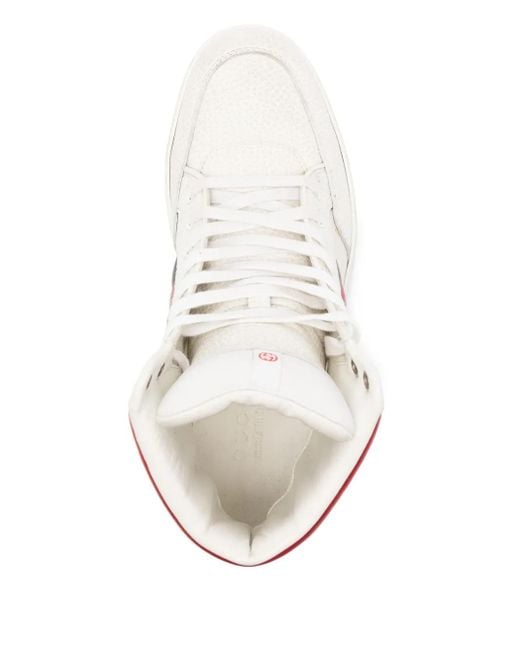 Gucci White Leather Hi-Top Sneakers for men