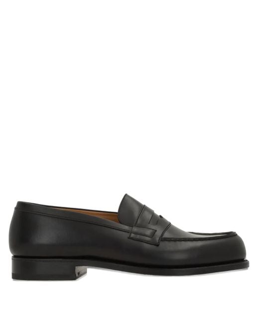 J.M. Weston Black Leather Loafers for men
