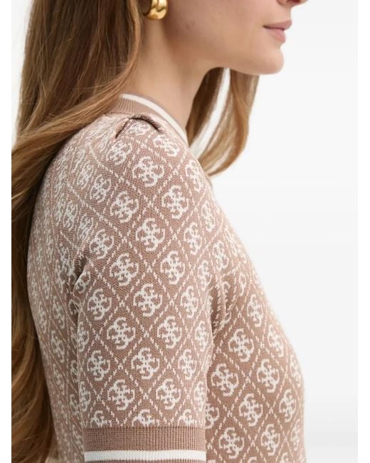 Guess Natural Logo-Pattern Short-Sleeve Mini Dress