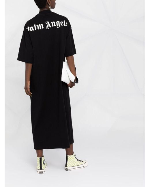 Palm Angels Black T-Shirtkleid mit Logo-Print