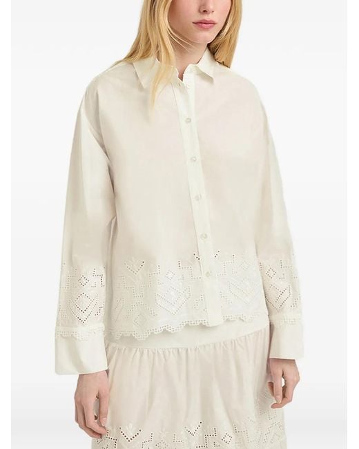 Momoní White Jupe En Popeline À Broderie Anglaise