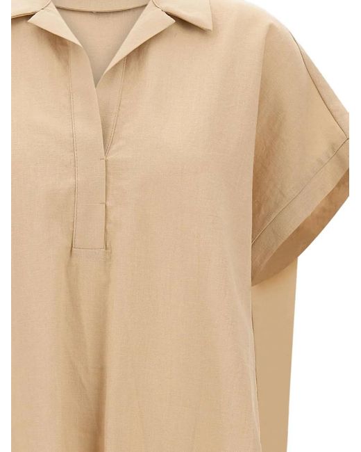 Kaos Blouse Met Wingtip-Kraag En Korte Mouwen in het Natural