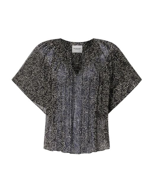 Isabel Marant Gray Neslya Printed Blouse