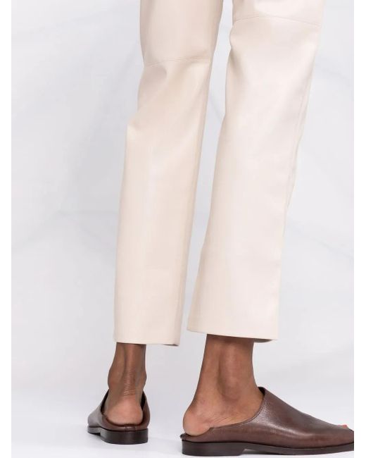 Nanushka Natural Faux-Leather Straight Leg Trousers