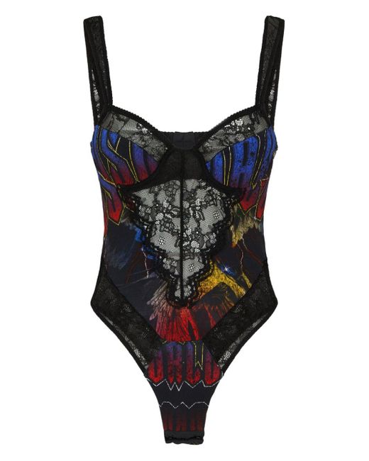 DSquared² Black Panelled Lace Body