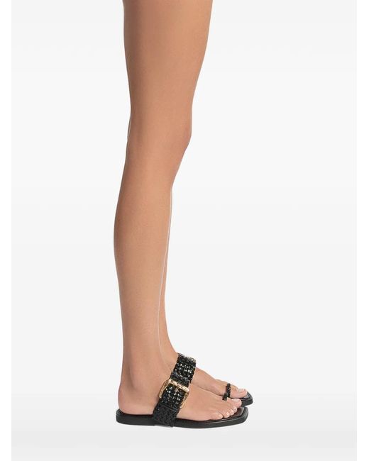 Giuseppe Zanotti Black Cristà Woven Buckle Sandals