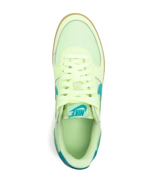 Nike Green Panelled Leather Low-Top Sneakers