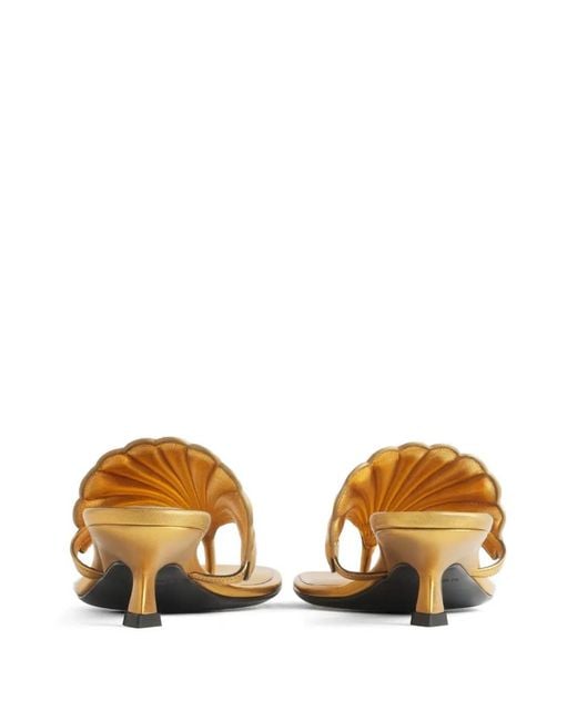 Mugler Metallic Shell-Detail Sandals