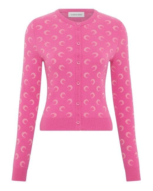 Cárdigan de punto con motivo de luna en jacquard MARINE SERRE de color Pink
