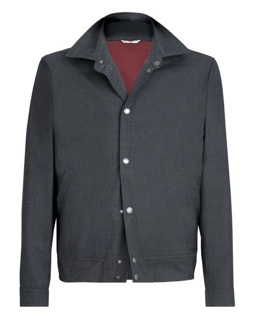 Brunello Cucinelli Gray Virgin Wool Fresco Outerwear Jacket for men