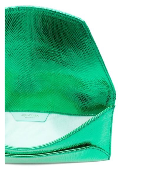 Bolso de mano Envelope con efecto metalizado Aquazzura de color Green