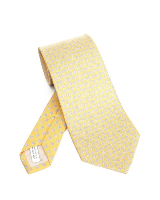 Ferragamo Yellow Turtle-Print Silk Tie for men