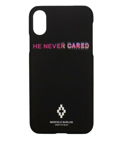 Marcelo Burlon Black He Never Cared Iphone X Case for men