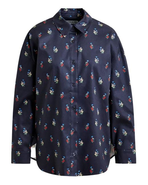 Essentiel Antwerp Blue Floral-Print Beaded Shirt