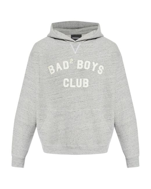 DSquared² Gray Short & Wide Fit Hoodie for men