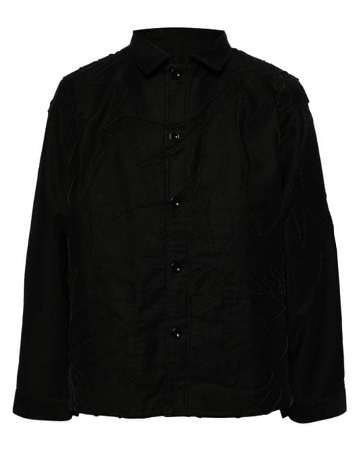 Sacai Black Embroidered Shirt Jacket for men