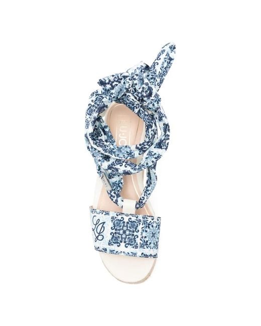 Liu Jo Blue Wedge Sandals With Foulard