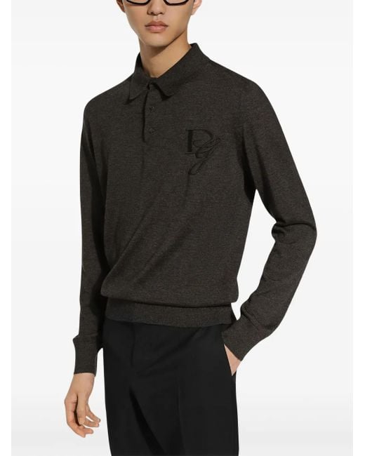 Polo En Cachemire À Logo Brodé Dolce & Gabbana pour homme en coloris Black