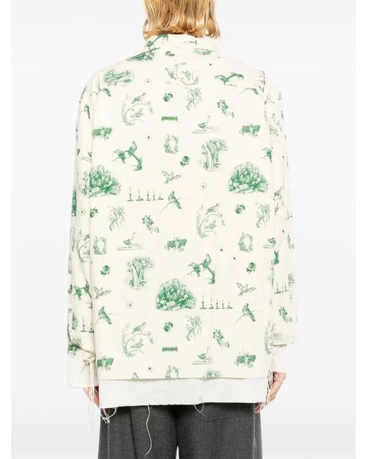 Midorikawa White Graphic-Print Layered Shirt for men