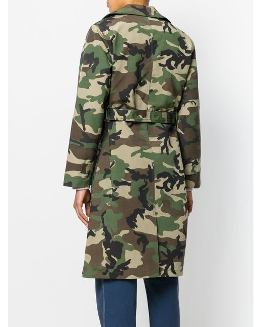 Stussy Camouflage Trench Coat in Green for Men | Lyst