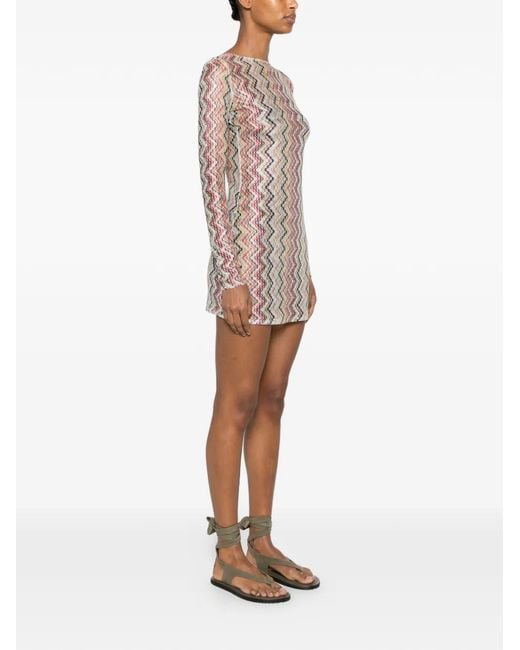 Missoni White Zigzag-Knit Open-Back Dress