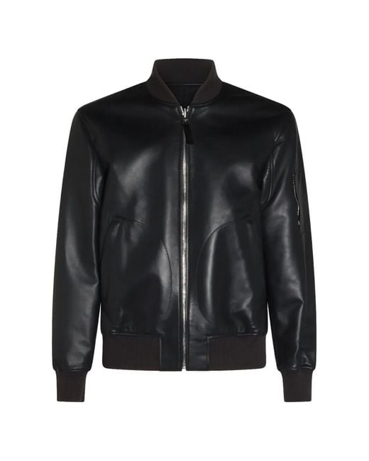 Mackage Black Reversible Leather Bomber Jacket for men