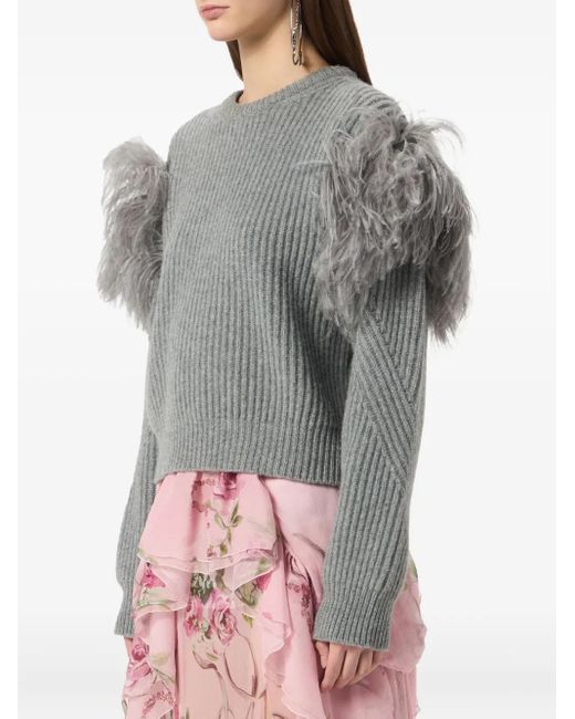 Blumarine Gray Wool Sweater