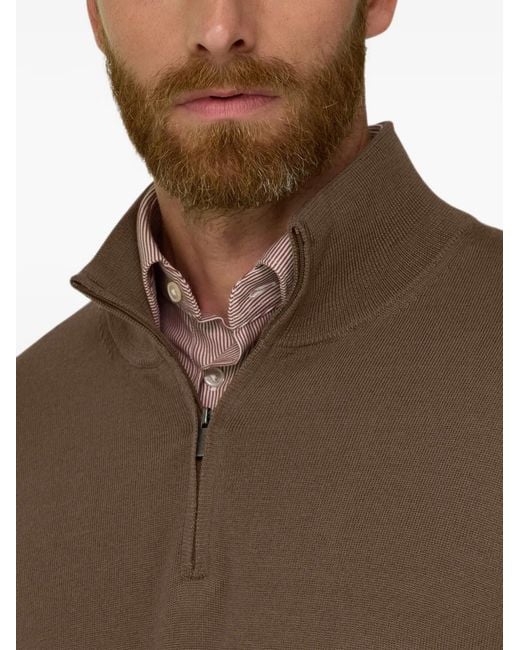 Boggi Brown Quarter-Zip Jumper for men