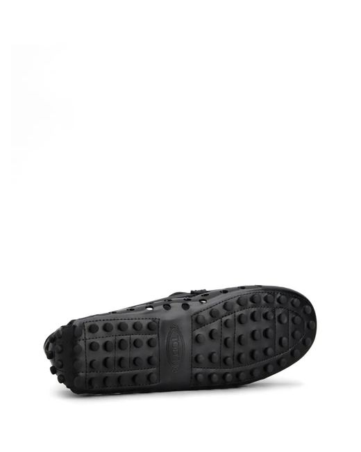 Tod's Black Gommino Perforated Loafers