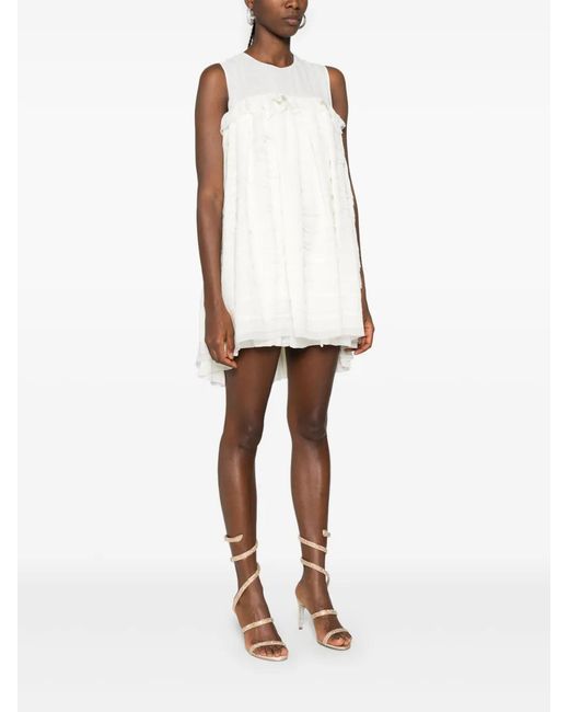 Baruni White Ruffled Mini Dress