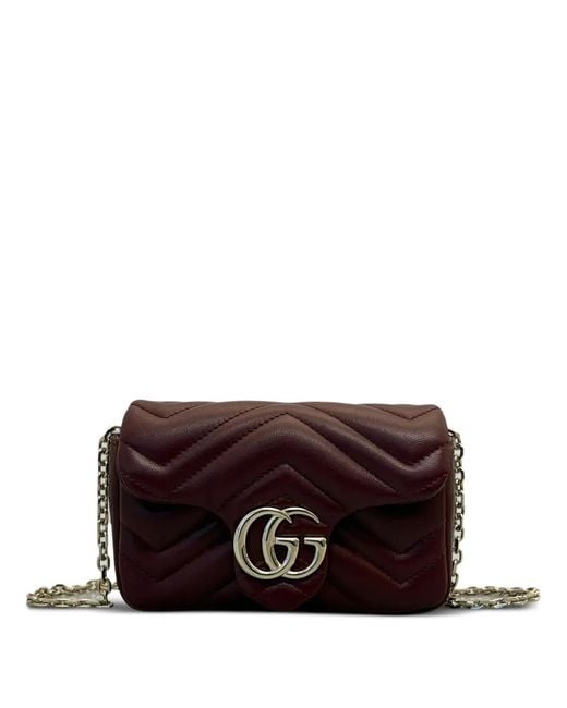 Gucci Brown Mini Gg Marmont Shoulder Bag