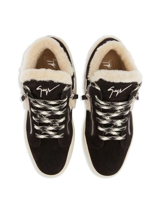 Giuseppe Zanotti Black Kriss Ice Shearling-Embellished Sneakers