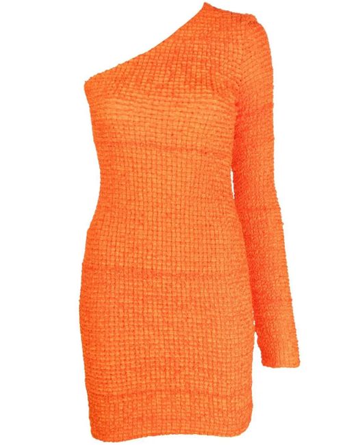 Nanushka Orange Robe Courte Cintrée À Design À Une Manche