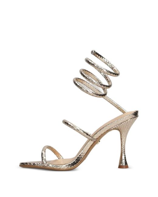 Lola Cruz Metallic Greta 95 Spiral Ankle Sandals